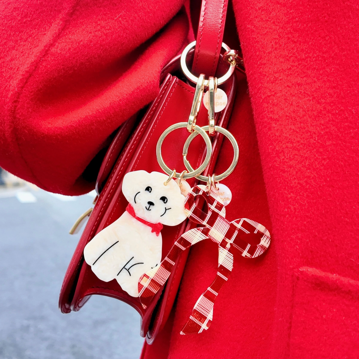 Solar Eclipse Hand-Painted Goldendoodle Bag Charm Keychain | Eco-Friendly