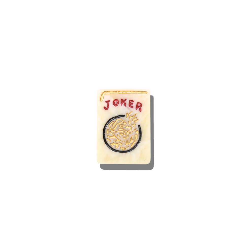 Solar Eclipse Hand-Painted Mahjong Brooch Pin - View 1