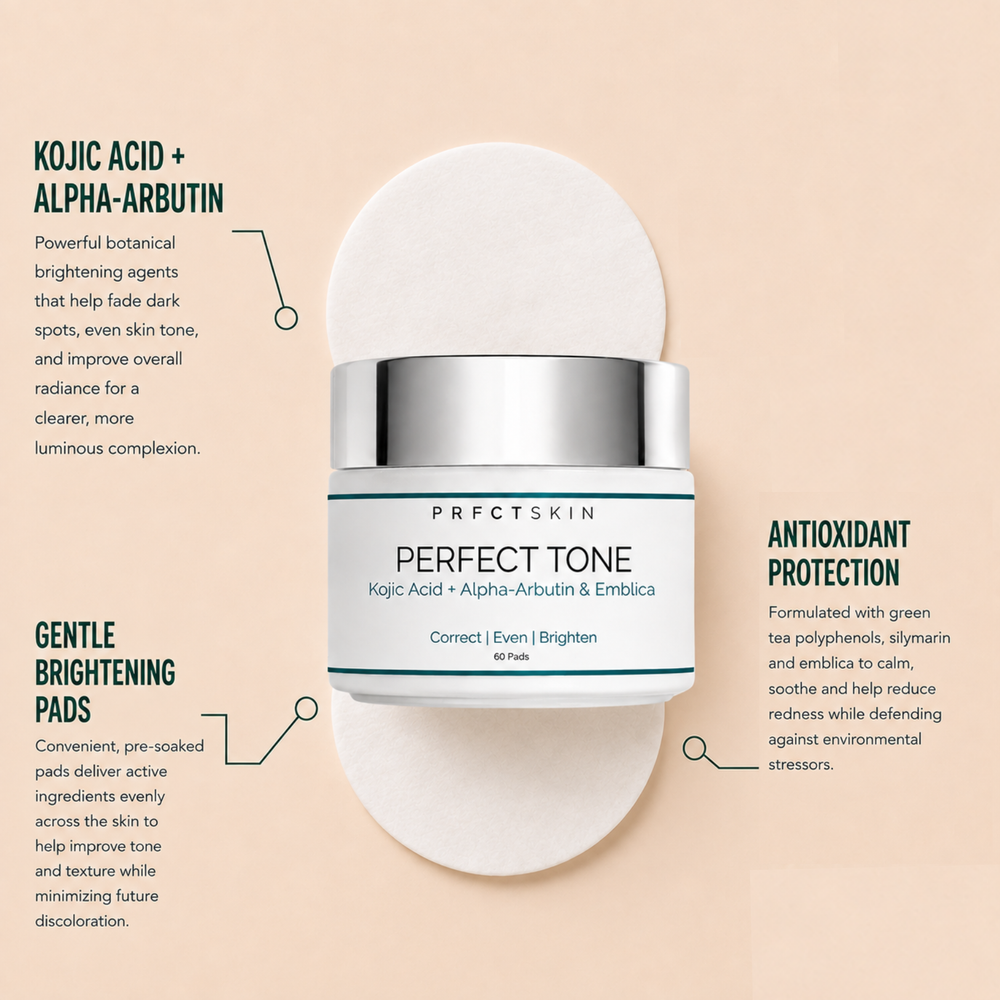 Perfect Tone Pads: Discoloration Fading + Brightening Pads with Kojic Acid | Alpha-Arbutin - View 2