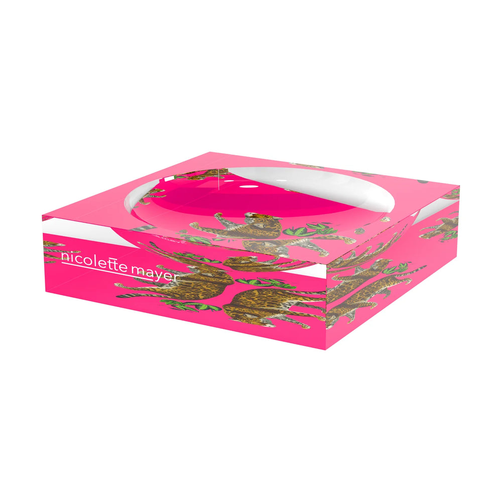 Nicolette Meyer Acrylic Catchall Dish - "Hot Pink Leopard" - View 3