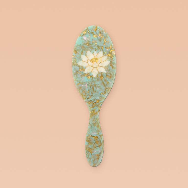 Solar Eclipse Hand-Painted Full Size Hair Brush - Lotus Flower | Eco-Friendly