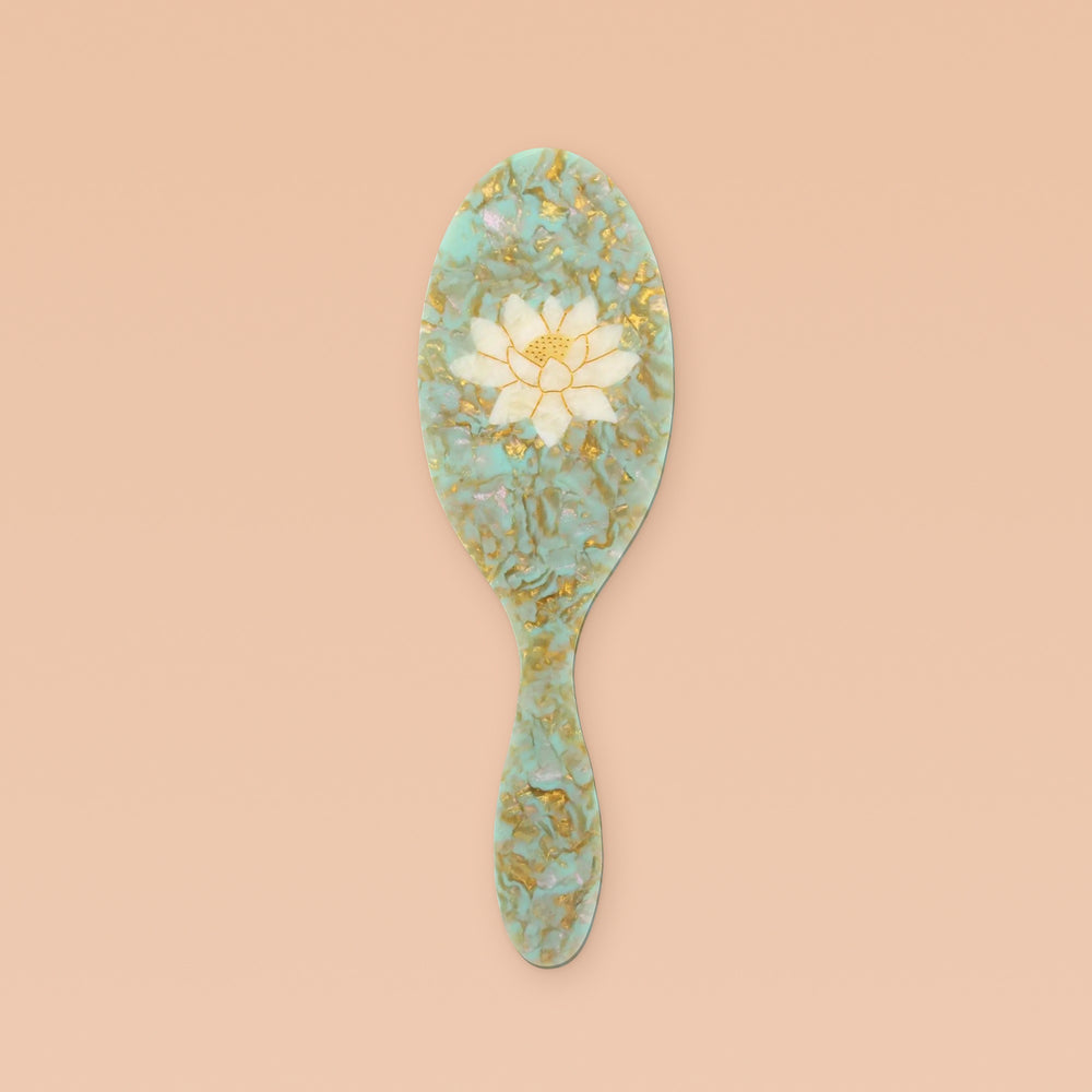 Solar Eclipse Hand-Painted Full Size Hair Brush - Lotus Flower | Eco-Friendly - View 1