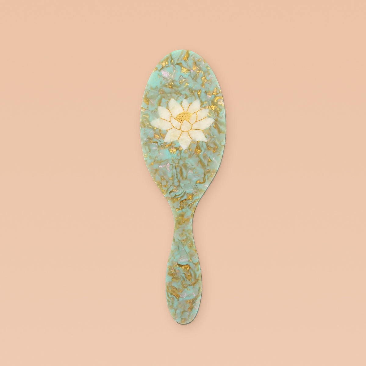 Solar Eclipse Hand-Painted Full Size Hair Brush - Lotus Flower | Eco-Friendly